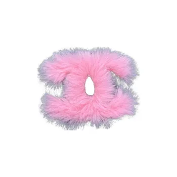 CHANEL Pink Fuzzy Double C Brooches Women's