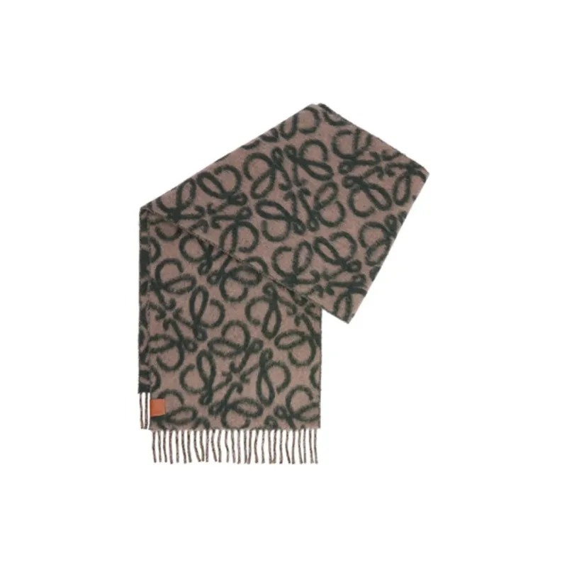 LOEWE Knit Scarves Unisex Brown Green-3