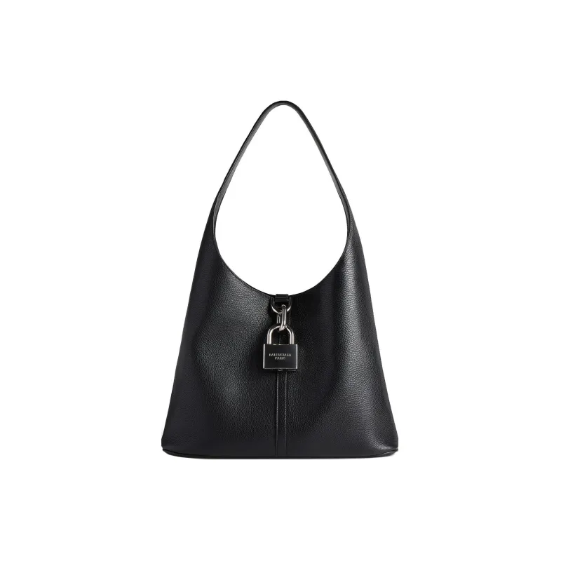 Balenciaga Women'ss Locker Medium North South Hobo Bag Black-0