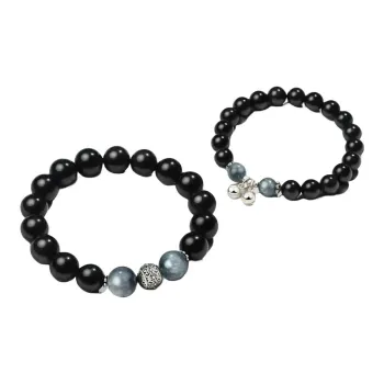 Yi Zhi Jing 925 Sterling Silver Jade Bracelets Unisex Obsidian