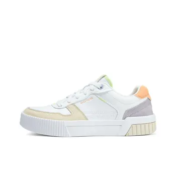 Skechers Court Classics Slip Resistant Low Top Skateboard Shoes Women's White Yellow Gray