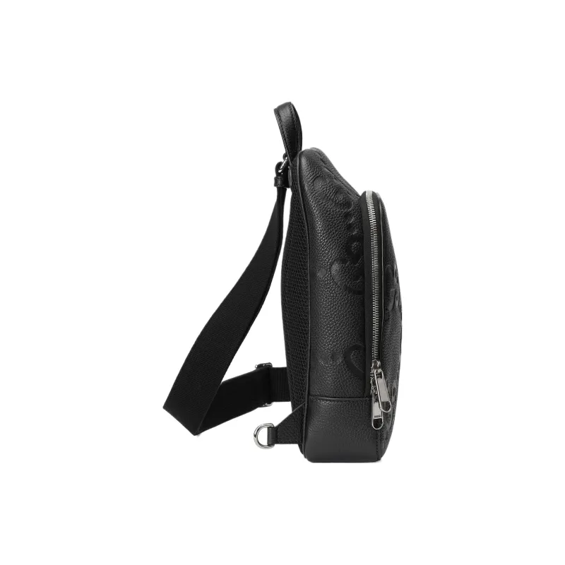 GUCCI Leather Shoulder Bag, Crossbody Bag Regular Men's Black-4