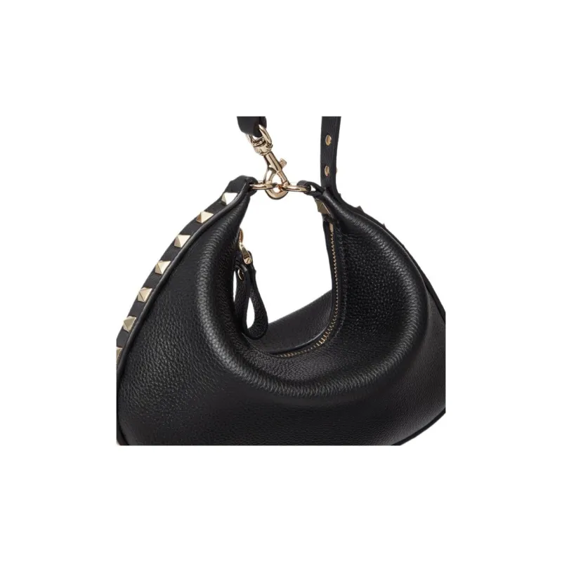 Valentino ROCKSTUD Grain Cow Leather Clutch Mini Women's Black-5