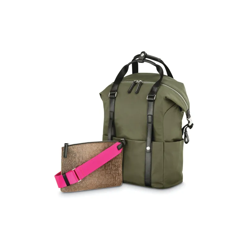 SAMSONITE Nylon Handbag Shoulder Bag Backpack Women's Olive Green-2