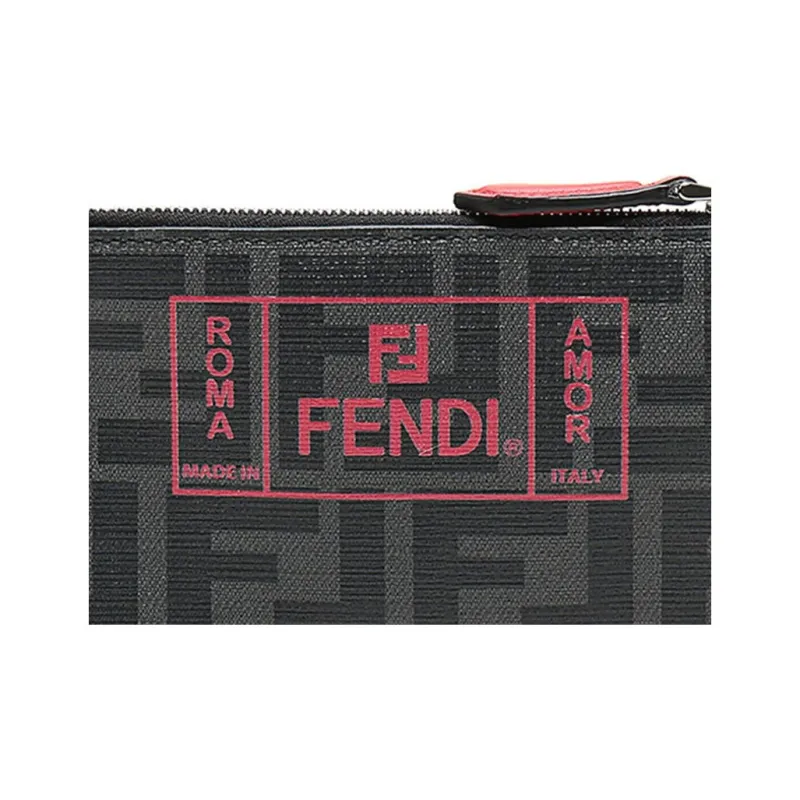 FENDI Polyester Card Holder Coin Purse Men's Black-4