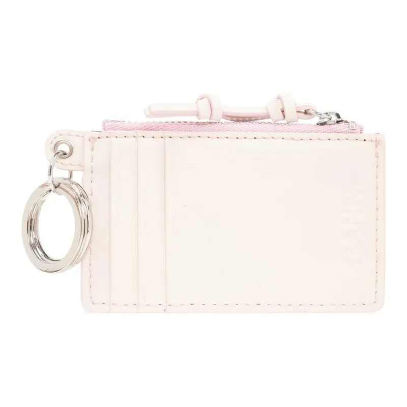 GANNI Recycled Leather Wallet Women's Ecru & Light Pink-2