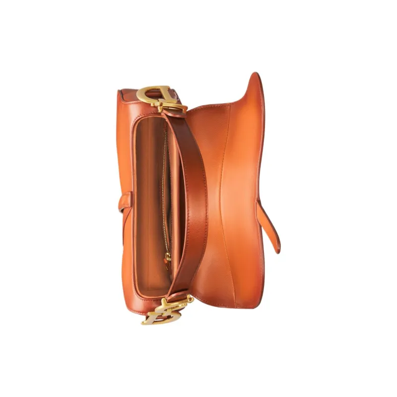 DIOR Lambskin Saddle Bag, Shoulder Bag, Crossbody Bag, Handbag Women's Bronze-4