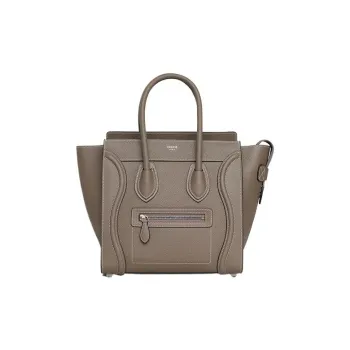 CELINE Cow Leather One Shoulder Handbags Women's Mouse Gray