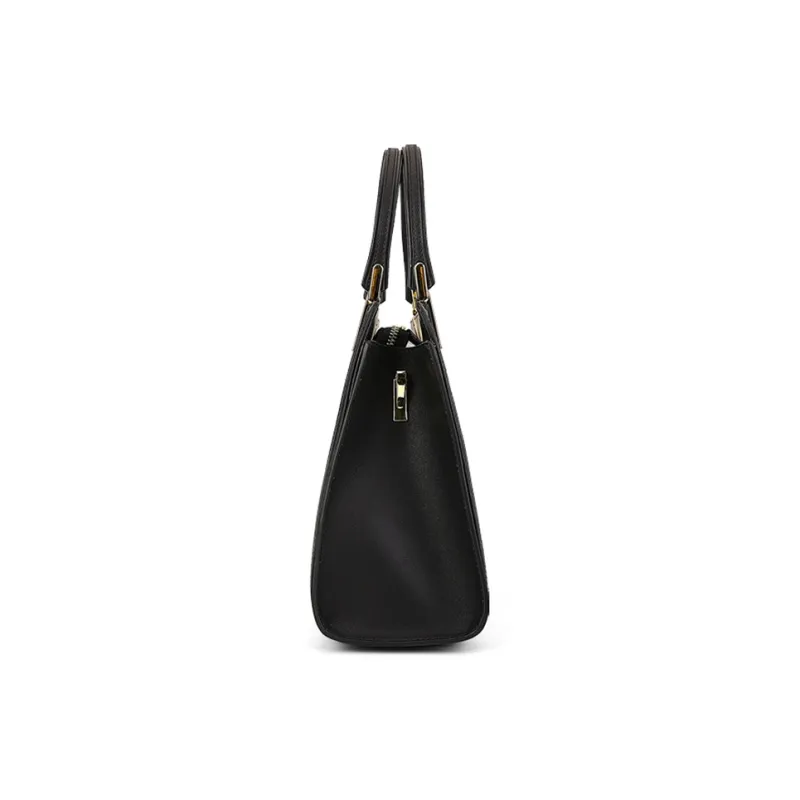 COOGI Cow Leather With Synthetic Leather Tote Bag, Crossbody Bag, Handbag Women's Black/Ecru-3