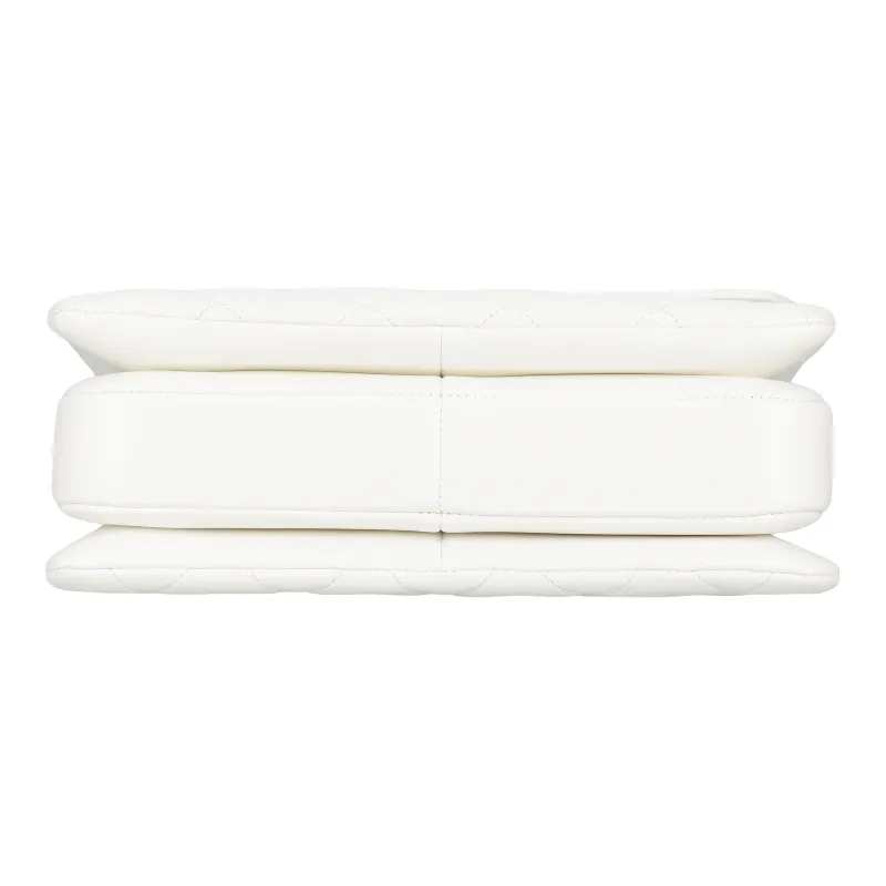 CHANEL Trendy Cc Lambskin Flap Bag, One Shoulder Handbag, Crossbody Bag Women's White-3