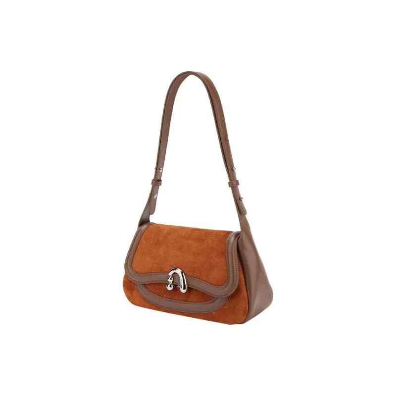 AMAZING SONG Cow Leather Nubuck Handheld Bag Saddle Bag Shoulder Bag Women's Black/White/Green/Red-51