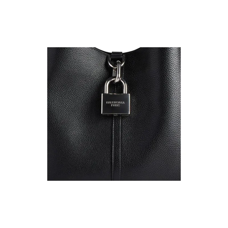 Balenciaga Women'ss Locker Medium North South Hobo Bag Black-4