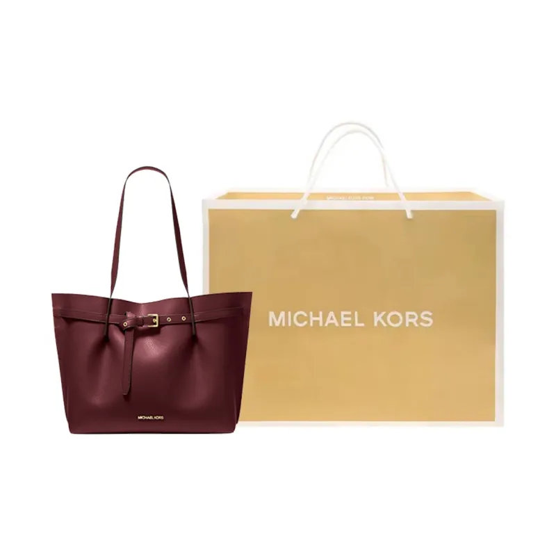 MICHAEL KORS Emilia Cow Leather Shoulder Bag Large Size Women's Burgundy-4