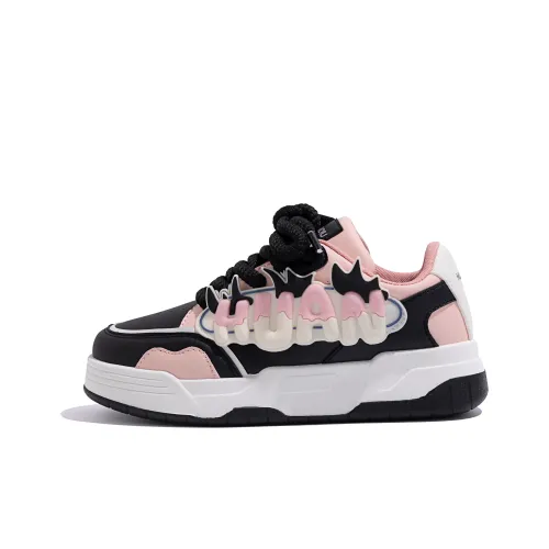 HUANQIU Slip Resistant, Abrasion Resistant, Lightweight Low Top Skateboard Shoes Women's Pink