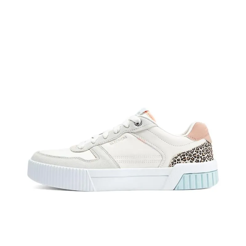 Skechers Court Classics Slip-Resistant Low-Top Skateboard Shoes Women's White Silver Pink-0
