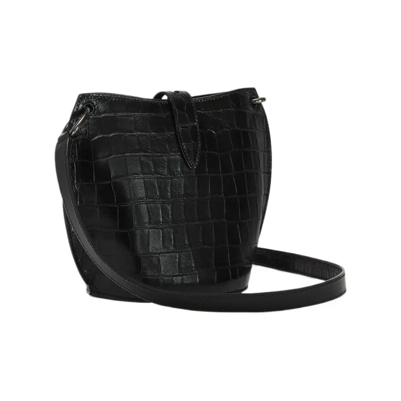 Furla Printed Calfskin Bucket Bag, Shoulder Bag, Crossbody Bag Mini Women's Black-2