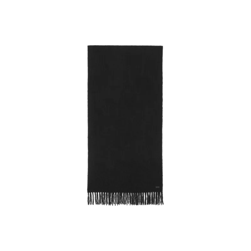 SAINT LAURENT 1980s Fringed Wool Scarf-0