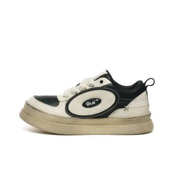 Ocai Anti Slip And Wear Resistant Height Increasing Low Top Skateboard Shoes Unisex Black White