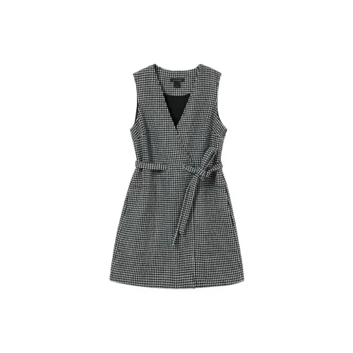 CLUB MONACO Sleeveless Dresses Women's Black/White Houndstooth