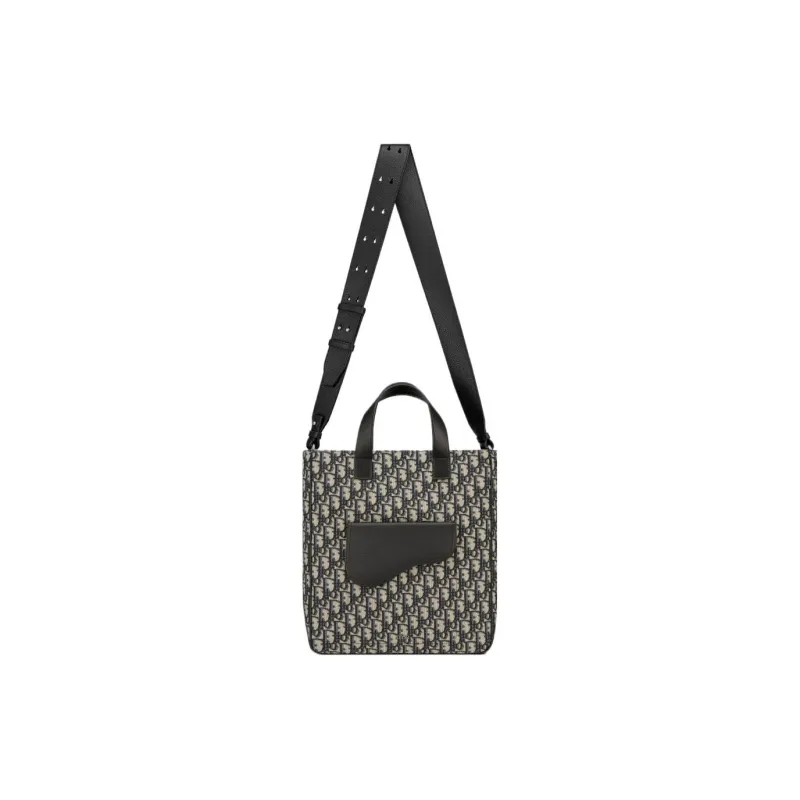 DIOR Saddle Cow Leather Tote Bag Shopping Bag Handbag Shoulder Bag Crossbody Bag Men's Beige & Black-1