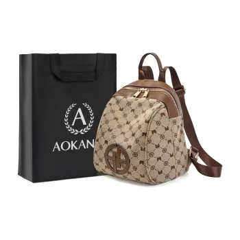 AOKANG Fabric, Synthetic Leather Backpack Regular Women's Ebony Coffee