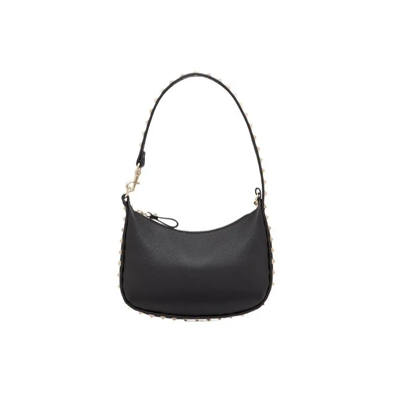 Valentino ROCKSTUD Grain Cow Leather Clutch Mini Women's Black-3