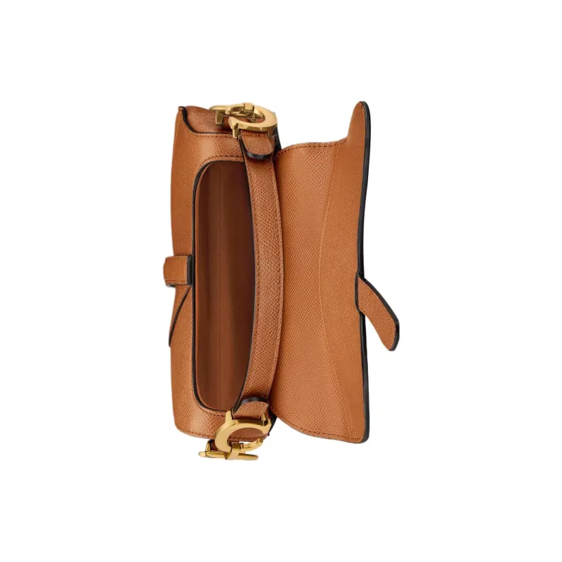 DIOR Grained Cow Leather Saddle Bag Shoulder Bag Crossbody Bag Handbag Mini Women's Brown-3