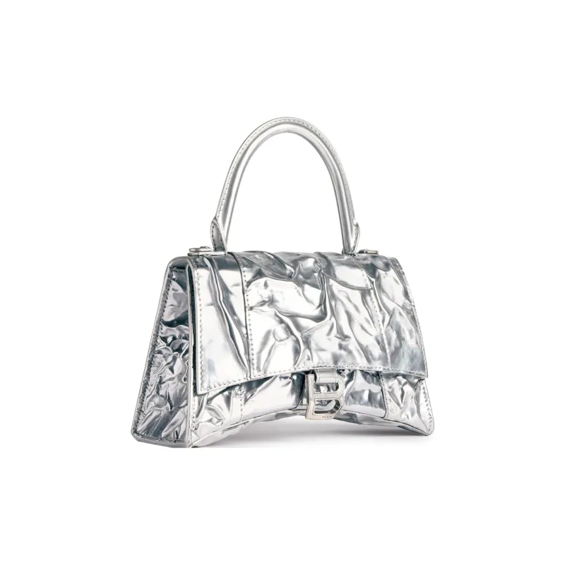 Balenciaga Hourglass Lambskin Hourglass Bag Shoulder Bag Crossbody Bag Handbag Small Size Women's Silver-2