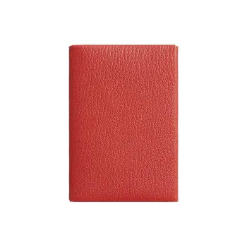 HERMES CalviDuo Mysore Goat Skin Card Holder Mini Women's 9T Capucine Orange Red