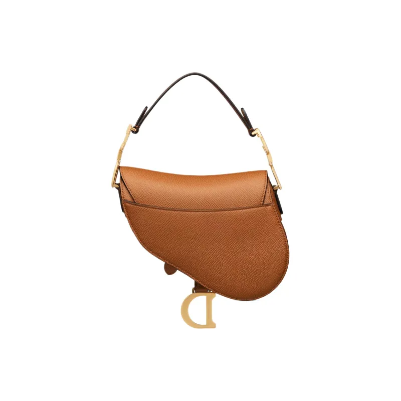 DIOR Grained Cow Leather Saddle Bag Shoulder Bag Crossbody Bag Handbag Mini Women's Brown-4
