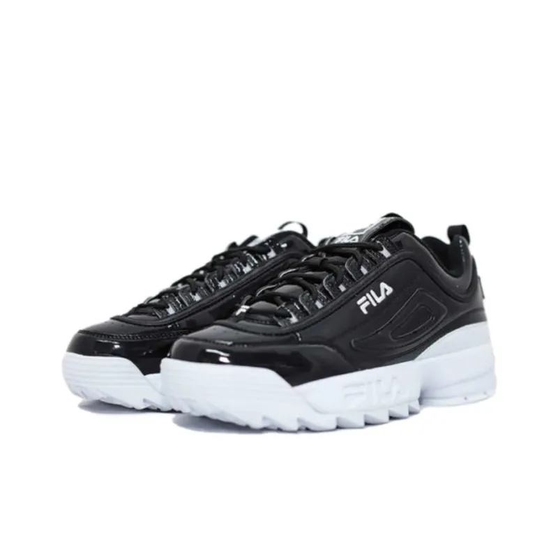 FILA Disruptor Ii Anti Slip Wear Resistant Low Top Casual Shoes Women's Black-3