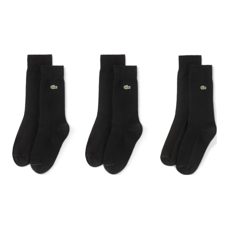 LACOSTE Mid-Calf Socks Unisex 3 Pack Black-0