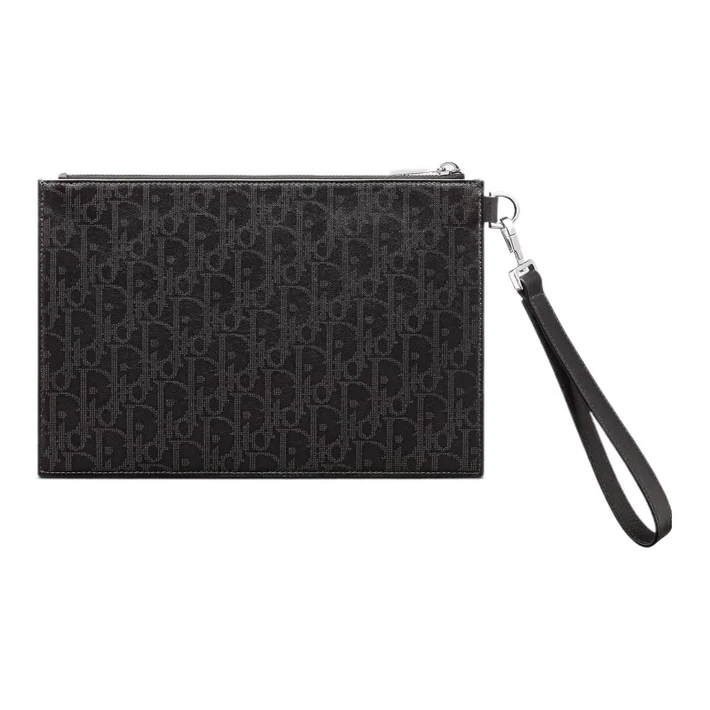 DIOR Cow Leather Wallets Clutches Men's Black-1