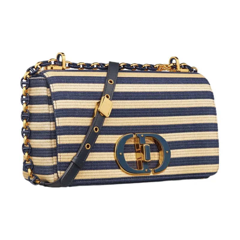 DIOR Caro Coconut Grass Shoulder Bag Crossbody Bag Medium Size Women's Natural Denim Blue-2