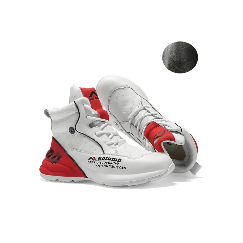 KOLUMB Cushioning Slip Resistant High Top Outdoor Shoes Men's White Red-1