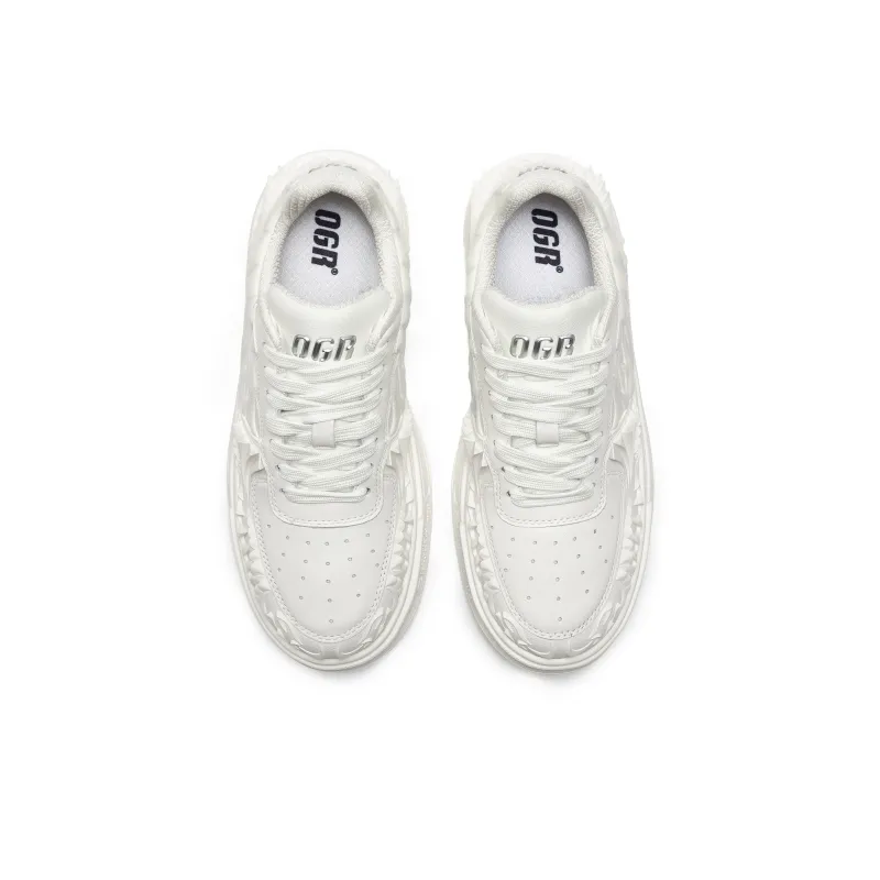 OGR Dragon Scales Model Low-Top Skateboard Shoes Unisex Pure White-3