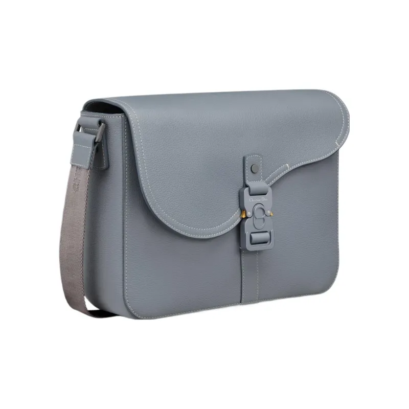 DIOR Grained Calfskin Saddle Bag, Messenger Bag, Shoulder Bag, Crossbody Bag Men's Gray-2