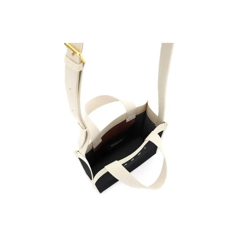 MARNI Logo Jacquard Colour Block Small Tote Bag-4