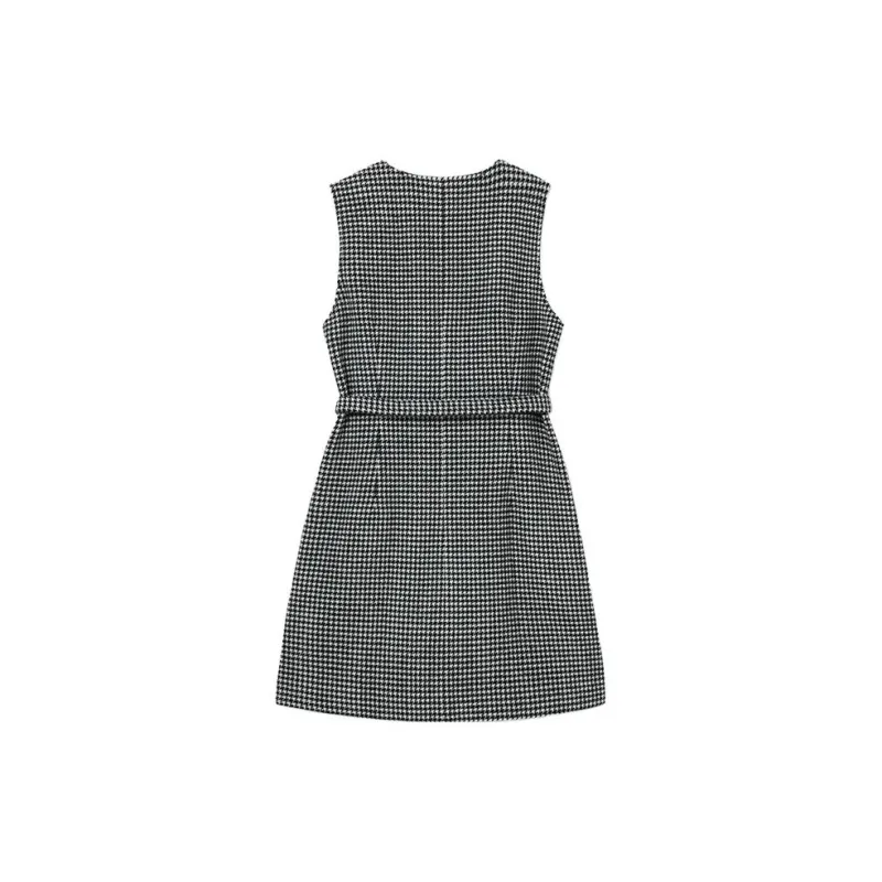CLUB MONACO Sleeveless Dress Women's Black White Houndstooth-1