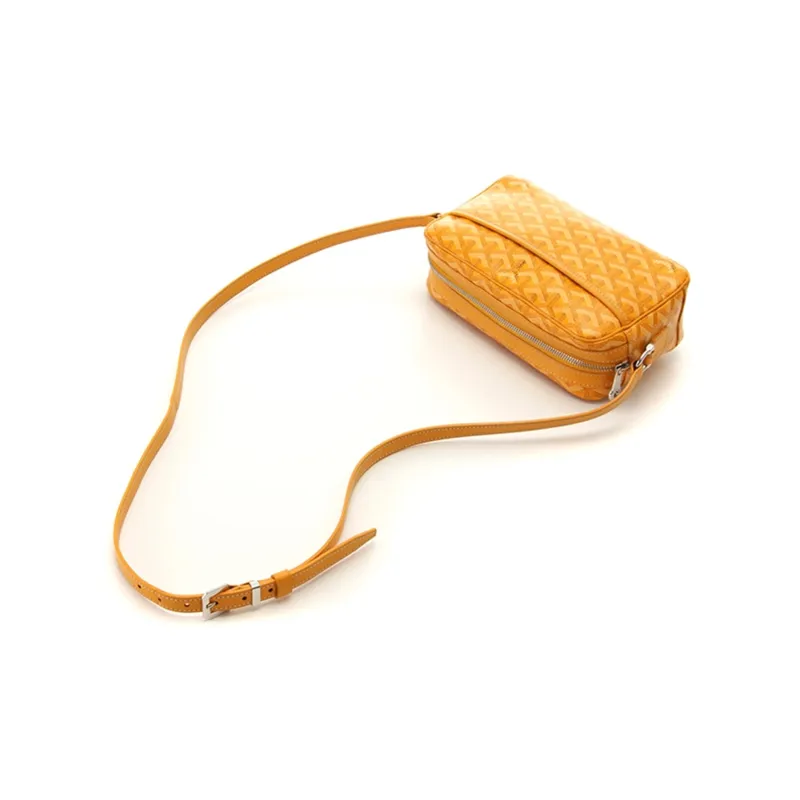 GOYARD Cap Vert Calfskin With Canvas Small Square Bag Shoulder Bag Crossbody Bag Small Size Women's Yellow-2