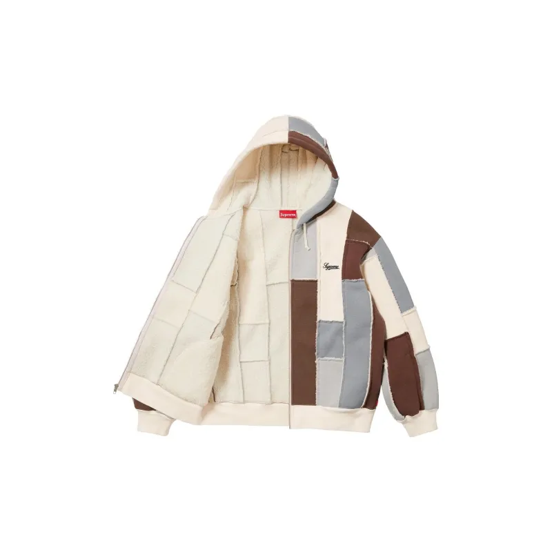 Supreme Faux Shearling Zip Up Hooded Sweatshirt Natural XL - POIZON