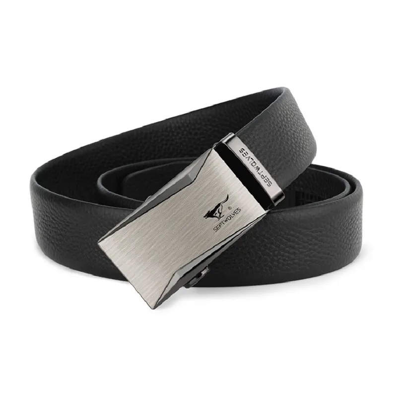 SEPTWOLVES New Arrival Casual Versatile Fashion Trend Automatic Buckle Leather Belts Men's Width  3.5cm-1