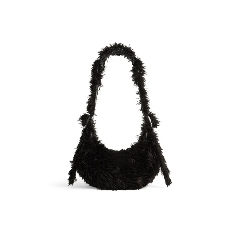 Balenciaga Le Cagole Faux Fur Handbag Shoulder Bag Mini Women's Black-3