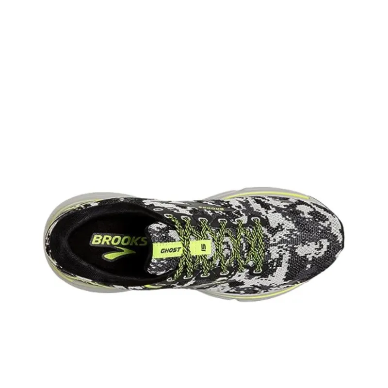 Brooks Ghost 15 Cushioning Anti Slip And Wear Resistant Coverage Low Top Running Shoes Women's Black Gray Yellow-4