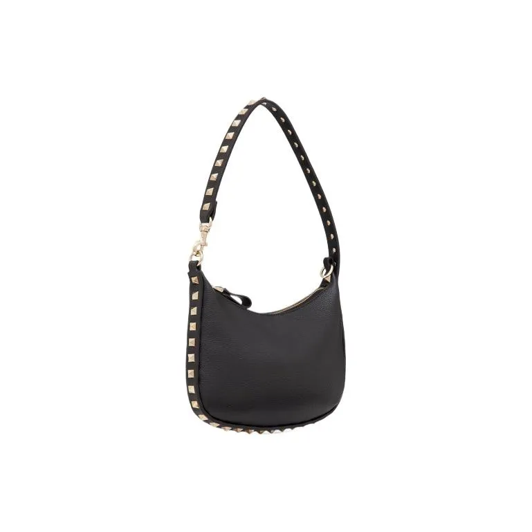 Valentino ROCKSTUD Grain Cow Leather Clutch Mini Women's Black-1