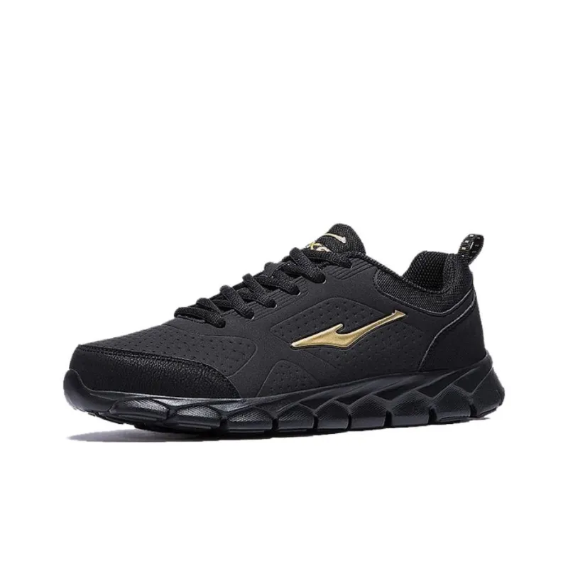 Erke Abrasion Resistant Low Top Casual Running Shoes Men's Black Gold-1