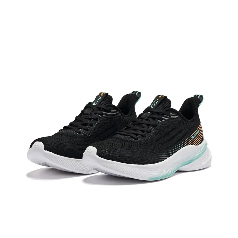 QIAODAN Sigh 4.0 Anti Slip Wear Resistant Low Top Running Shoes Men's Black Cyan-2