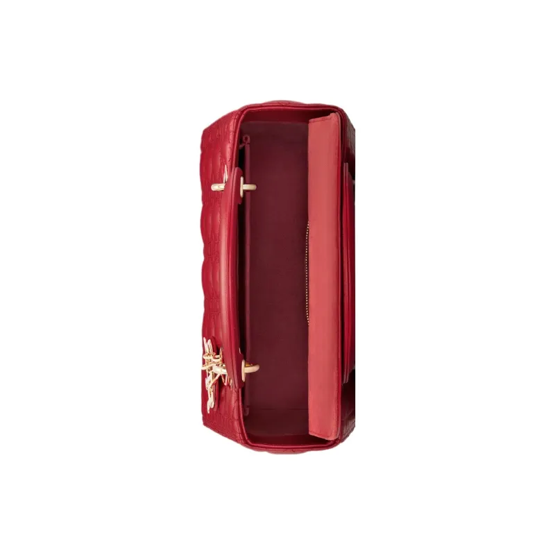 DIOR Lady Dior Lambskin Dior Bag Shoulder Bag Crossbody Bag Handbag Medium Size Women's Isolated Heather Red-3