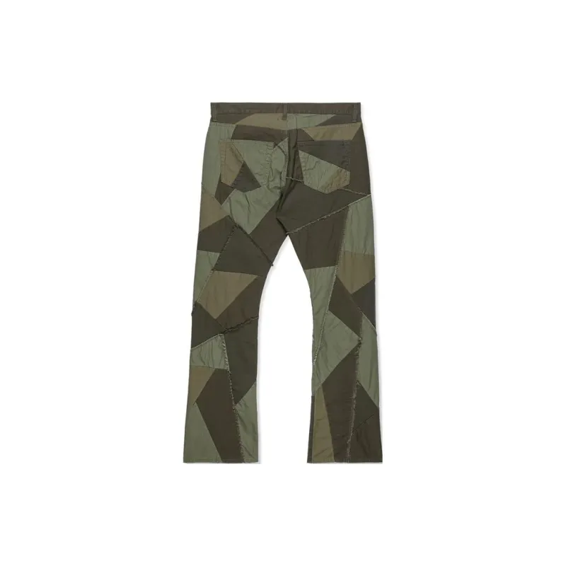 John Elliott Patchwork Caribou Boot-Cut Olive Casual Pants Men's Olive-1