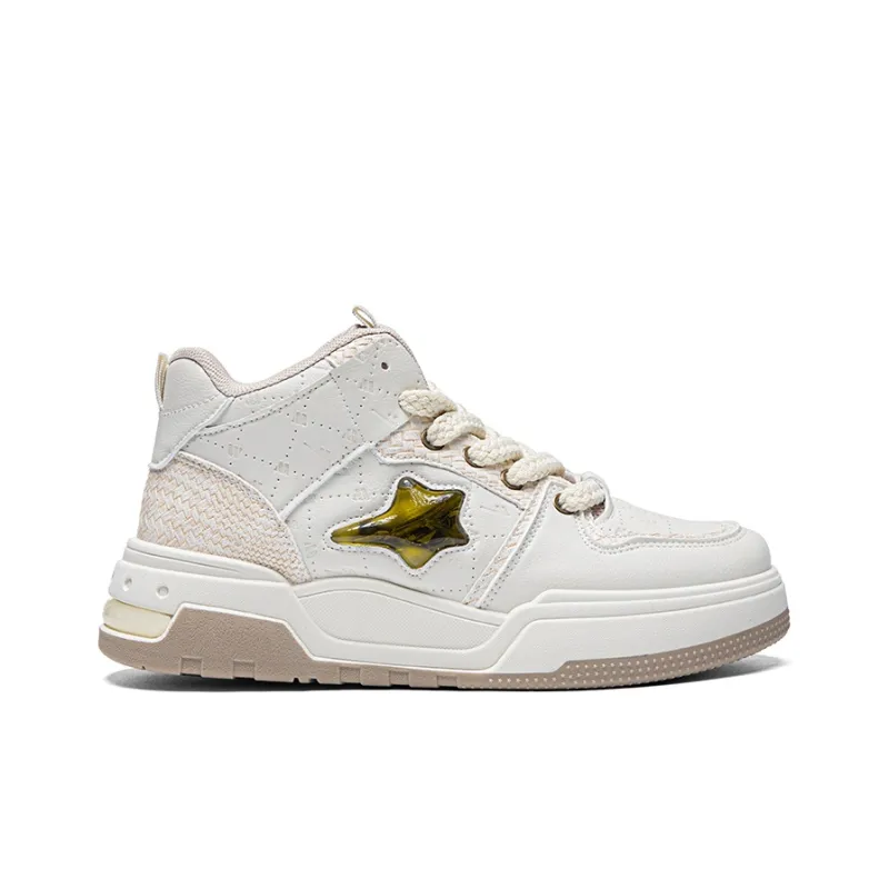 Warrior Lightweight High Top Skateboard Shoes Unisex Beige Khaki-1